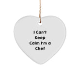 Funny Chef Gifts from Friends for Her, I Can't Keep Calm I'm A Chef Heart Ornament, Unique Christmas Unique Gifts for Chefs - Image 1
